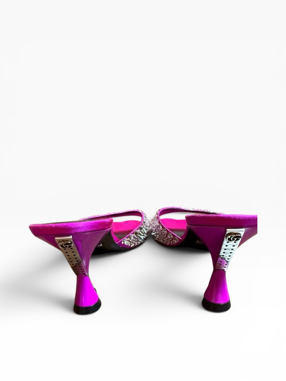 GUCCI Galactica Mules Fuchsia Crystal Embellished Sculptural Heel EU 36.5 US 6.5 - Picture 5 of 16